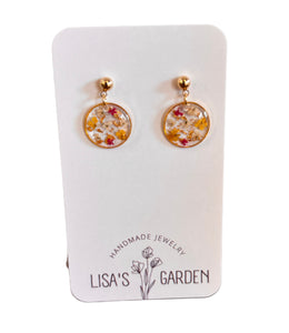 Pink and Yellow Flower Ball Studs