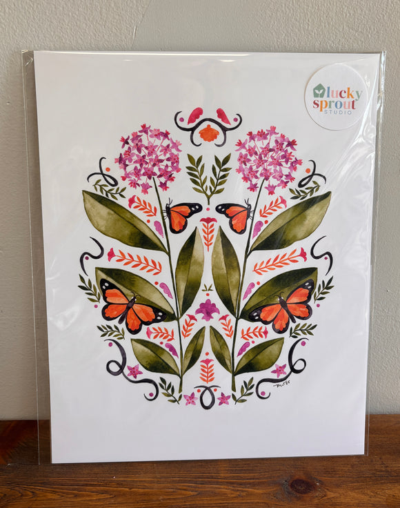 Monarchs & Milkweek Art Print