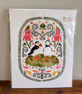 Puffins and Bakeapples Art Print