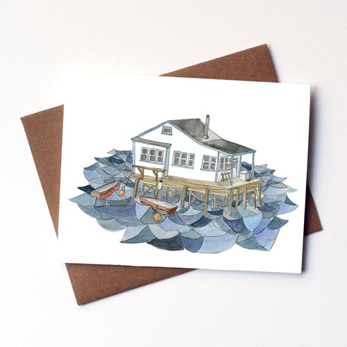 House on the Water greeting card