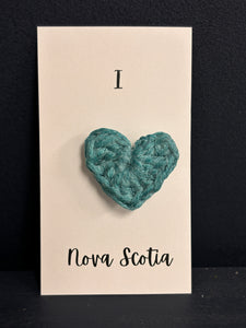 I Love Nova Scotia crocheted pin