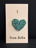 I Love Nova Scotia crocheted pin