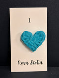 I Love Nova Scotia crocheted pin