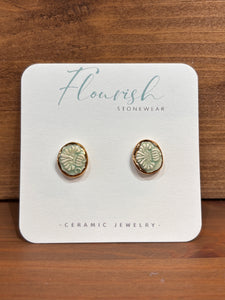 Green Oval Studs
