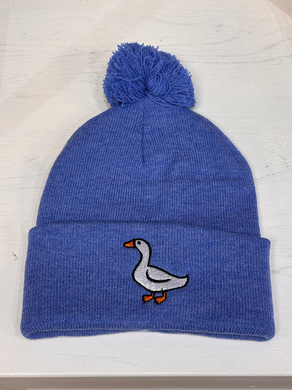 Goose Toque - Blue Pom Pom