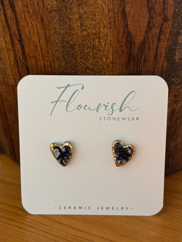 Navy Heart Studs