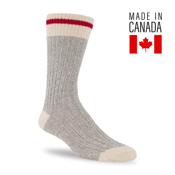 Casual Wool Cabin Socks - Red Stripe - Medium