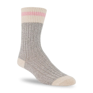 Casual Cotton Cabin Socks - Pink Stripe