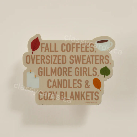 Fall Coffees, Oversized Sweaters - Vinyl Sticker