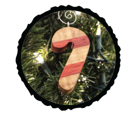 Candy Cane Wooden Ornament
