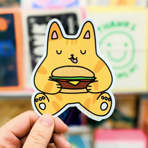 Burger Cat Vinyl Sticker