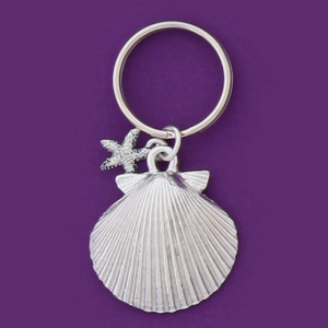 Shell Pewter Keychain