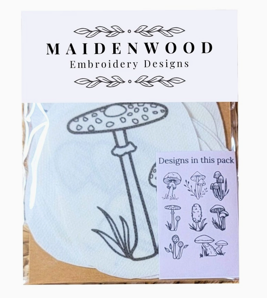 Wild Mushroom Embroidery Stick and Stitch Patches - Set of 8
