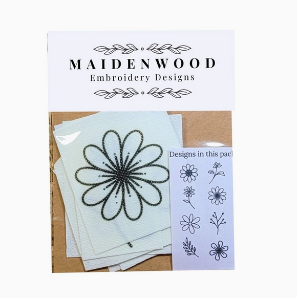 Flowers Embroidery Stick and Stitch Patches - Set of 8