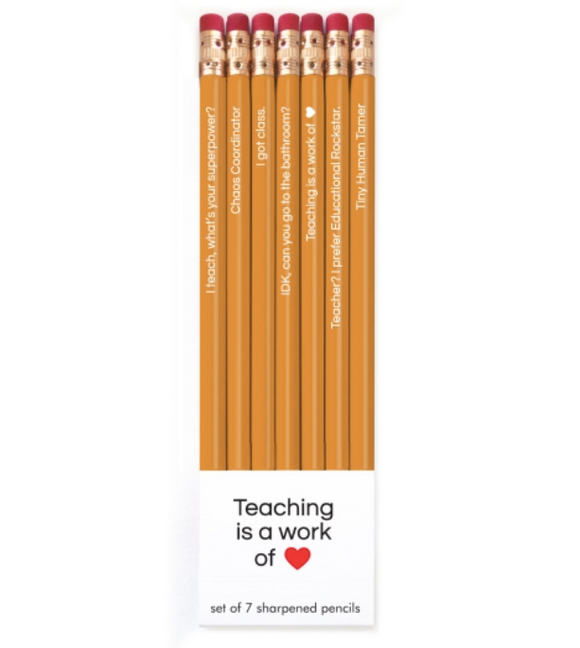 Teaching Is A Work Of Heart Pencil Set of 7