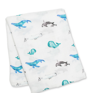Whales Silky Muslin Swaddle