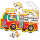 Close up of fire truck puzzle in progress