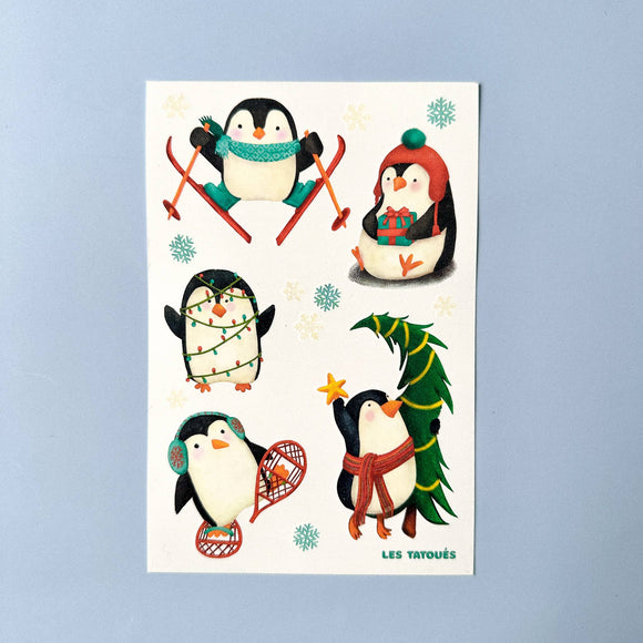 Holiday Penguins - temporary tattoos