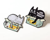 "Stop Stressing Meowt" Cat in Box Iron-On Patch