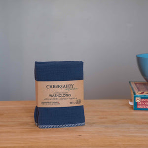 Washcloths - Organic Muslin: Navy