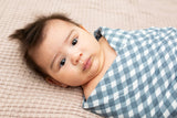2-Pack Cotton Swaddle Blankets – Navy Gingham & Fish