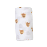 Muslin Cotton Swaddle Blanket  - Highland Cow