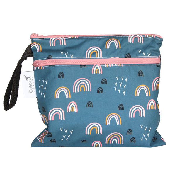 Small Double Duty Wet Bag - Teal Rainbow