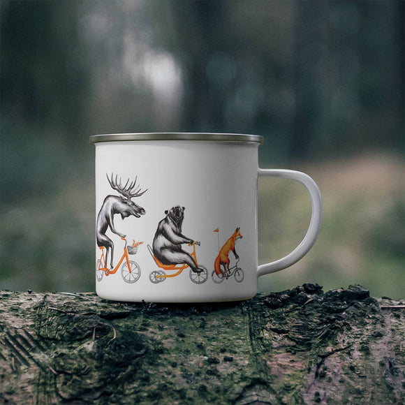 Moose, Bear and Fox Enamel Mug
