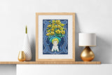 Vintage Lady Head Vase with Buttercups 8x10 Art Print