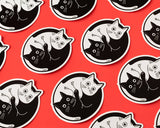 Yin Yang Cats Vinyl Sticker - Black and White Feline Decal