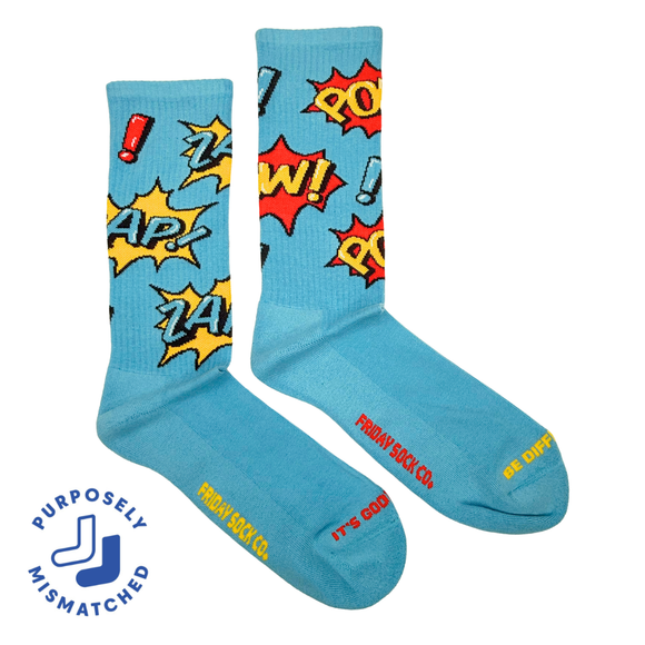 Zap Pow Comic Athletic Socks