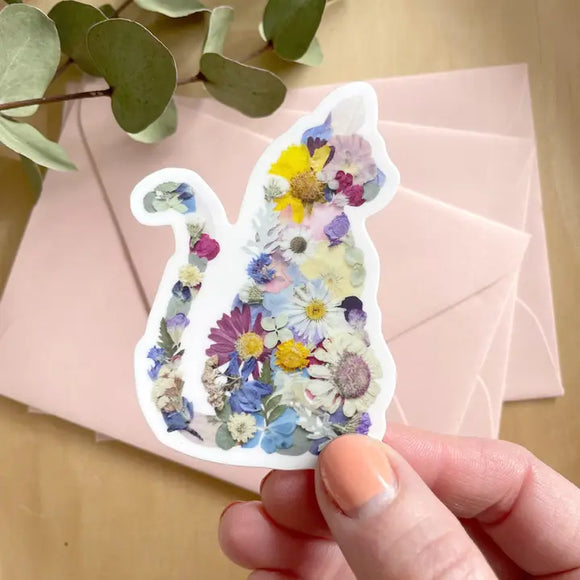 Pressed Flower Cat Sticker