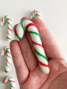 Felt Candy Cane - White With Red & Green Stripes