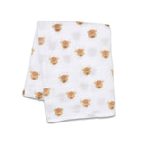 Muslin Cotton Swaddle Blanket  - Highland Cow