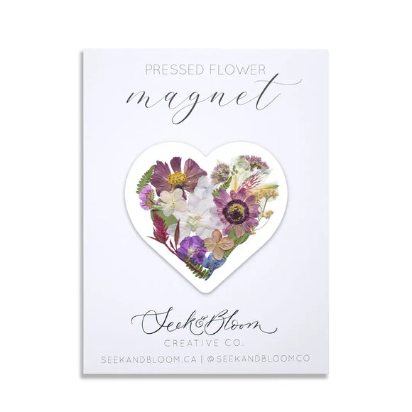 Pressed Flower Heart Magnet