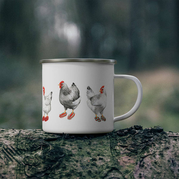 Hens in Slippers Enamel Mug