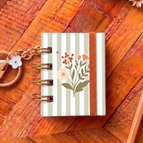 Green Stripes & Flowers Mini Book Keychain
