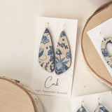 Blue and White Floral Cork Earrings