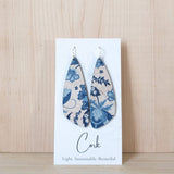 Blue and White Floral Cork Earrings