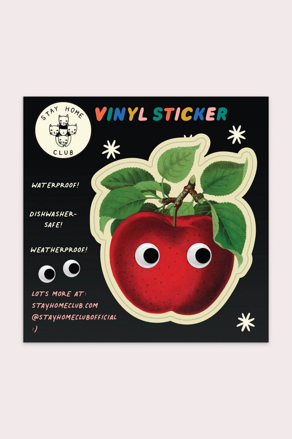 Googly Apple Sticker | Waterproof Vinyl Sticker