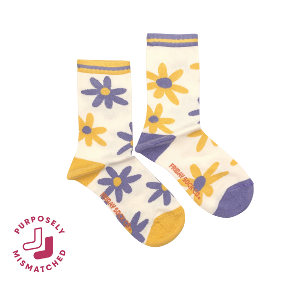 Purple & Yellow Flower Socks