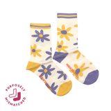 Purple & Yellow Flower Socks