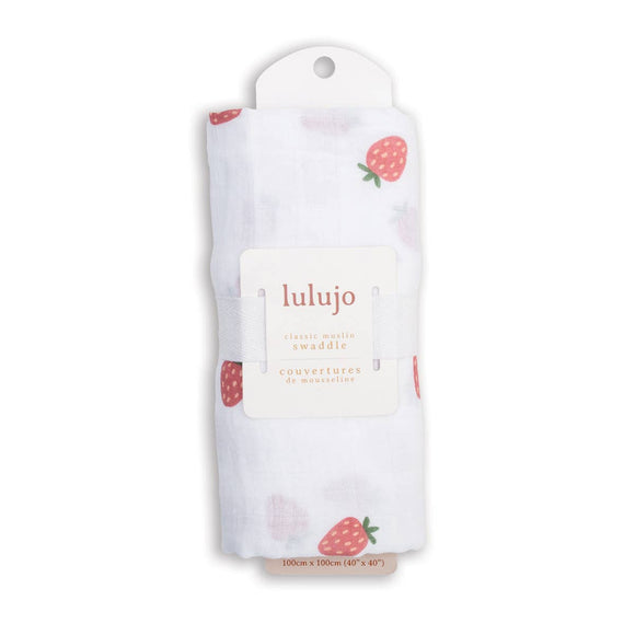 Muslin Cotton Swaddle Blanket - Strawberries