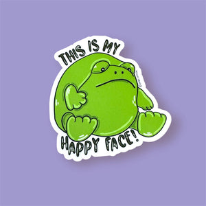 This Is My Happy Face Frog Vinyl Sticker