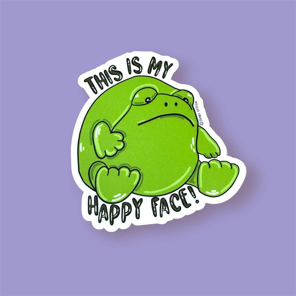 This Is My Happy Face Frog Vinyl Sticker