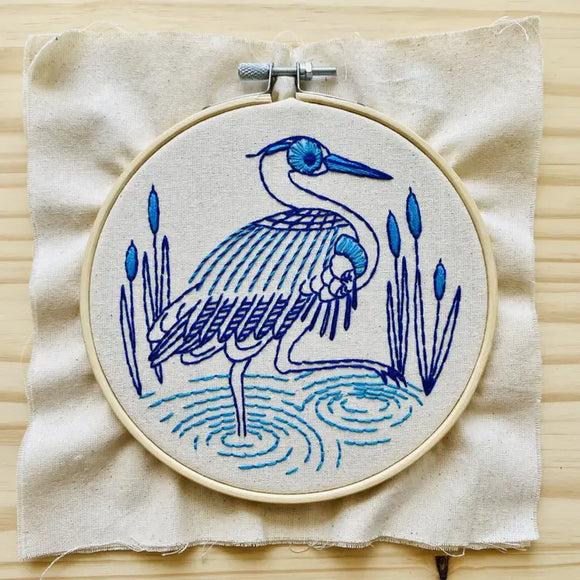 Blue Heron Embroidery Kit