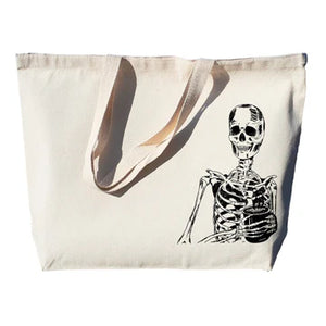 Skeleton With Coffee - Large Tote