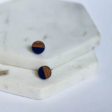 Wood and Resin Stud Earrings - Round