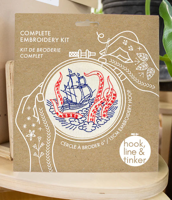 Kraken and Ship DIY Embroidery Kit