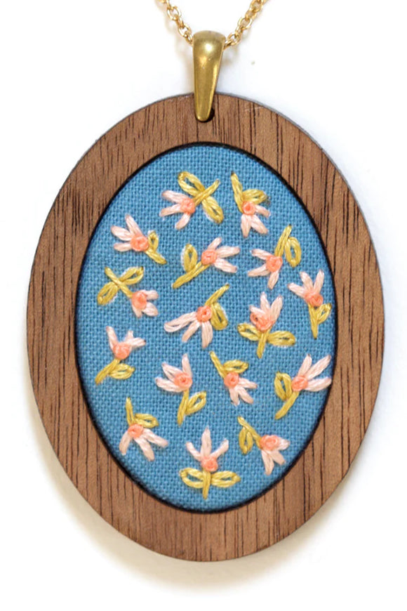 Embroidery Pendant DIY Kit - Tiny Tulips